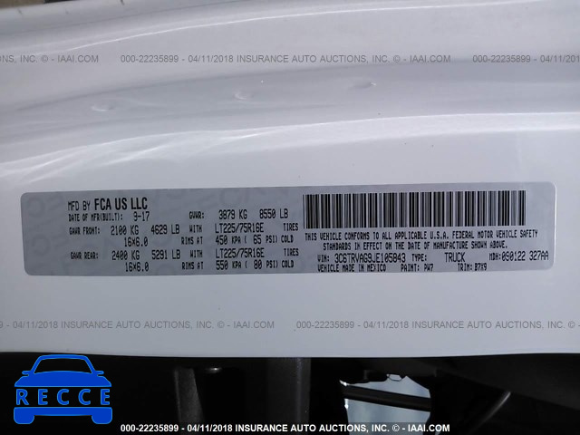2018 RAM PROMASTER 1500 1500 STANDARD 3C6TRVAG9JE105843 Bild 8