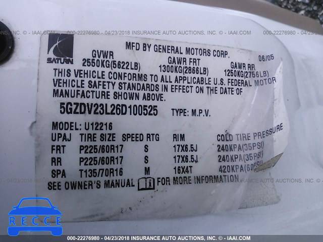 2006 SATURN RELAY 3 5GZDV23L26D100525 зображення 8