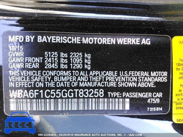 2016 BMW 640 I WBA6F1C55GGT83258 Bild 8