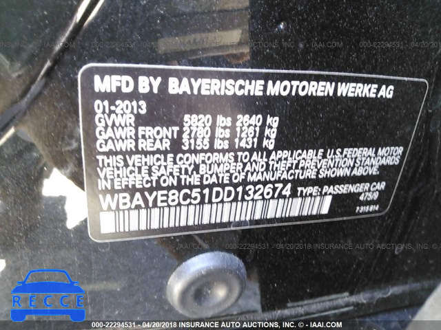 2013 BMW 750 LI WBAYE8C51DD132674 image 8