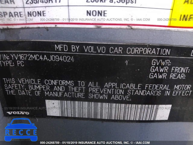 2010 VOLVO C70 T5 YV1672MC4AJ094024 image 8