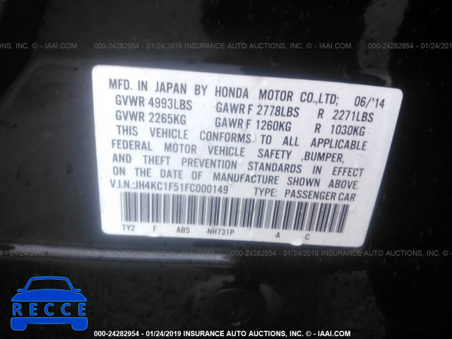 2015 ACURA RLX TECH JH4KC1F51FC000149 image 8