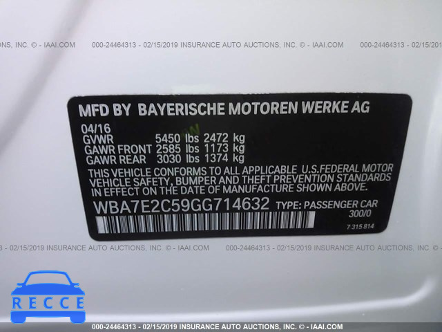 2016 BMW 740 I WBA7E2C59GG714632 Bild 8