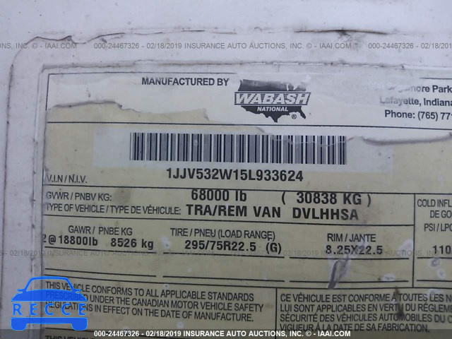2005 WABASH NATIONAL CORP VAN 1JJV532W15L933624 image 8