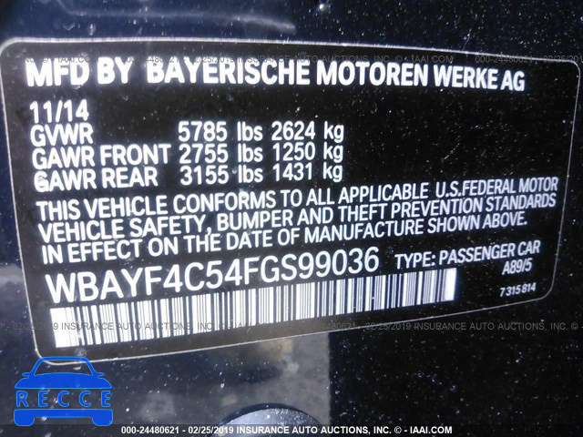 2015 BMW 740 LXI WBAYF4C54FGS99036 image 8