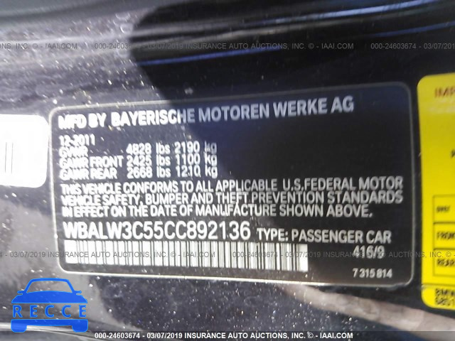 2012 BMW 640 I WBALW3C55CC892136 зображення 8