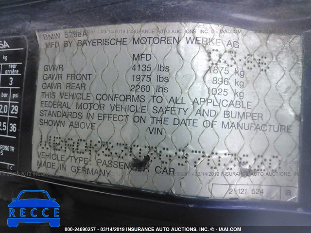 1986 BMW 528 E AUTOMATICATIC WBADK8303G9703620 image 8