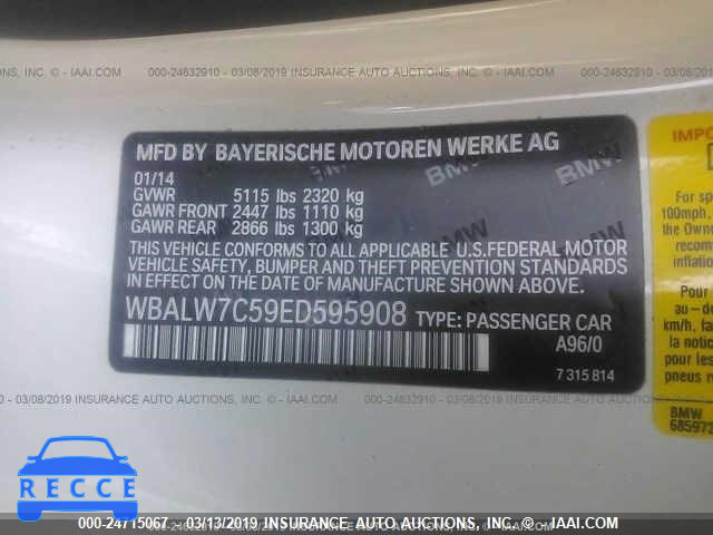 2014 BMW 640 I WBALW7C59ED595908 image 8