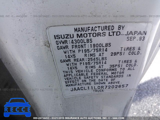 1994 ISUZU CONVENTIONAL SHORT BED JAACL11L0R7202657 image 8