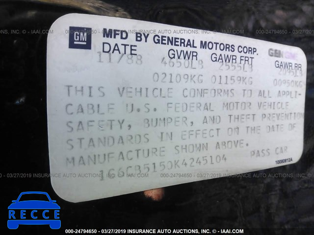 1989 CADILLAC FLEETWOOD 1G6CB5150K4245104 Bild 8