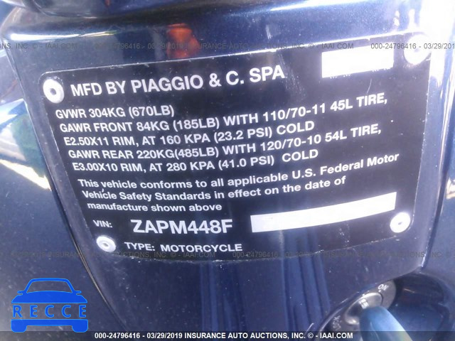 2006 VESPA LX 150 ZAPM448F365005466 image 9