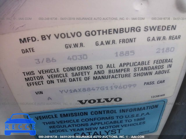 1986 VOLVO 244 DL/GL YV1AX8847G1196099 image 8