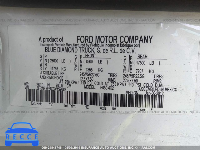 2012 FORD F650 SUPER DUTY 3FRNF6FBXCV159087 image 8