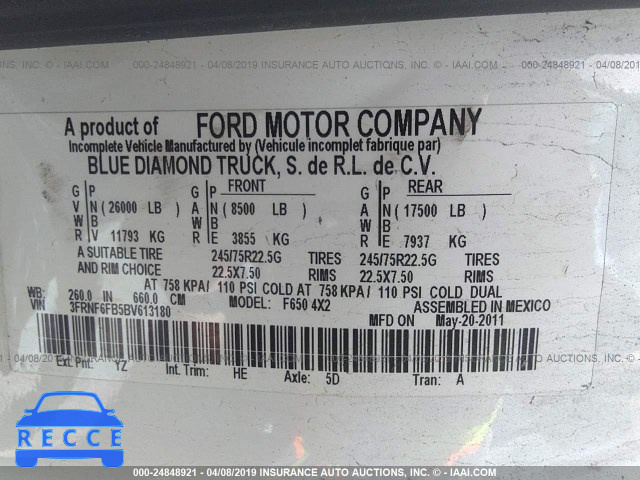 2011 FORD F650 SUPER DUTY 3FRNF6FB5BV613180 image 8