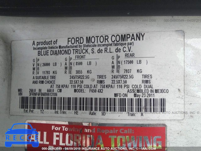 2011 FORD F650 SUPER DUTY 3FRNF6FB6BV613186 image 8