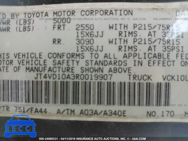 1994 TOYOTA T100 DX JT4VD10A3R0019907 зображення 8