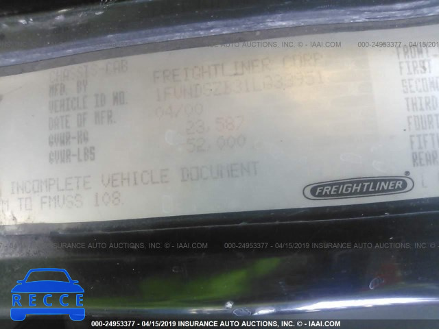 2001 FREIGHTLINER CONVENTIONAL FLD120 1FVNDSZB31LG33951 image 8