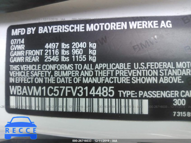 2015 BMW X1 SDRIVE28I WBAVM1C57FV314485 Bild 8