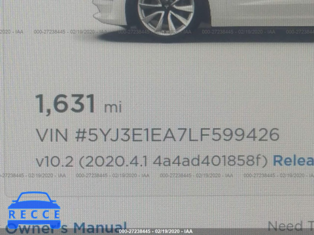 2020 TESLA MODEL 3 5YJ3E1EA7LF599426 image 6