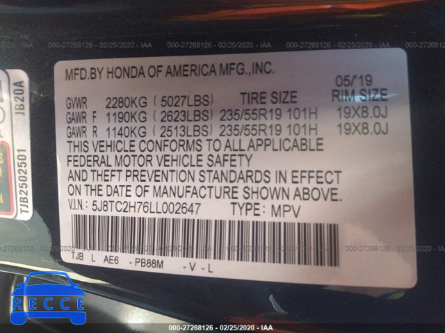 2020 ACURA RDX 5J8TC2H76LL002647 Bild 8