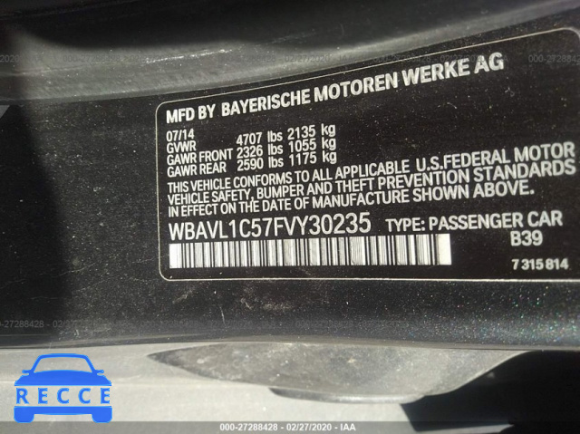2015 BMW X1 XDRIVE28I WBAVL1C57FVY30235 image 8