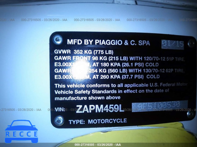 2015 VESPA GTS 300 SUPER ZAPM459L9F5100530 зображення 8