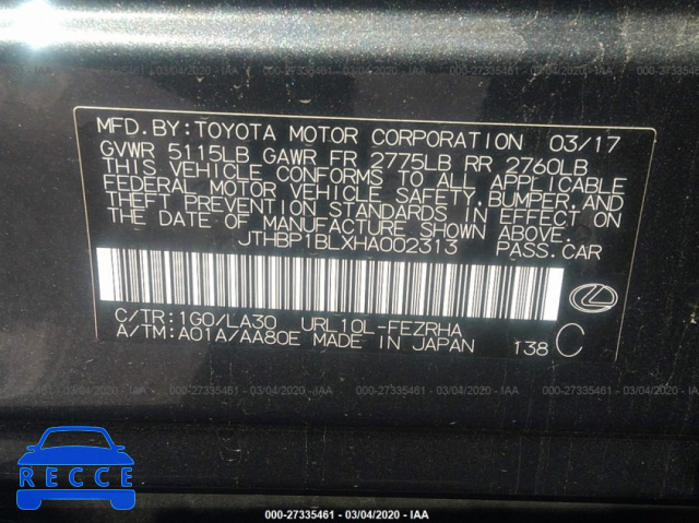 2017 LEXUS GS-F JTHBP1BLXHA002313 image 8