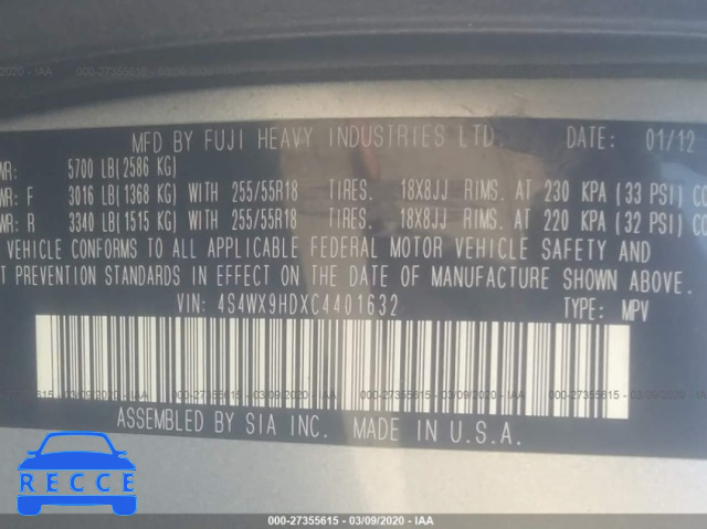 2012 SUBARU TRIBECA LIMITED/TOURING 4S4WX9HDXC4401632 image 8