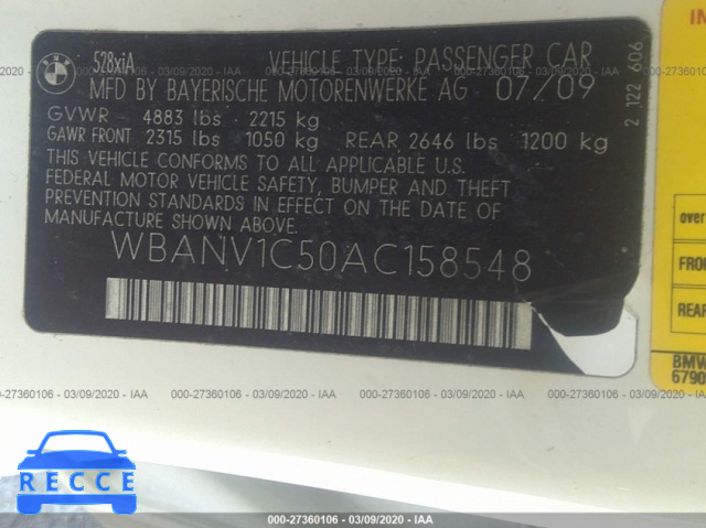 2010 BMW 528 XI WBANV1C50AC158548 image 8