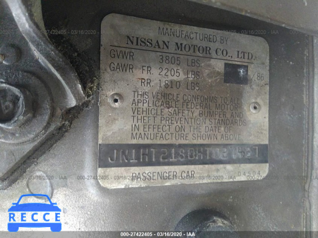 1987 NISSAN STANZA JN1HT21S0HT027427 image 8