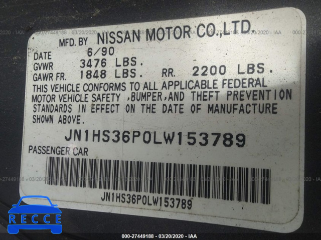 1990 NISSAN 240SX SE JN1HS36P0LW153789 зображення 8