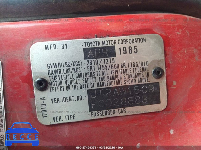 1985 TOYOTA MR2 JT2AW15C9F0028683 image 8