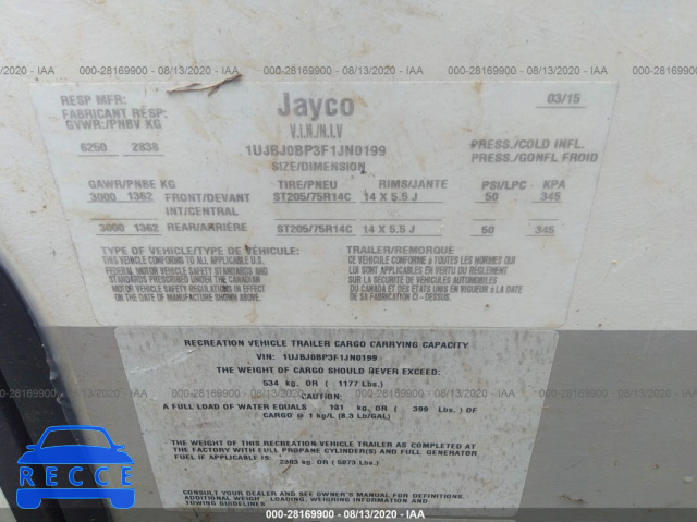 2015 JAYCO OTHER  1UJBJ0BP3F1JN0199 image 8