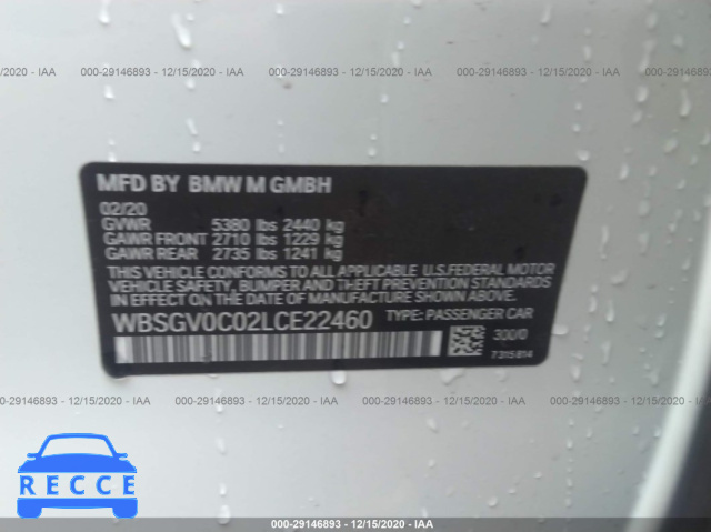 2020 BMW M8 COMPETITION WBSGV0C02LCE22460 Bild 8