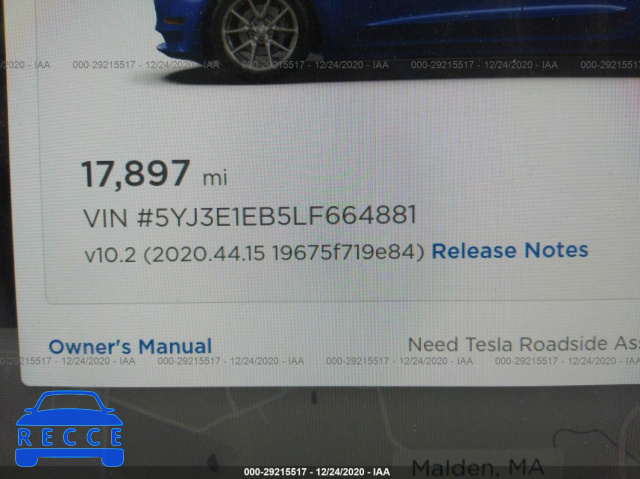 2020 TESLA MODEL 3 LONG RANGE 5YJ3E1EB5LF664881 image 6