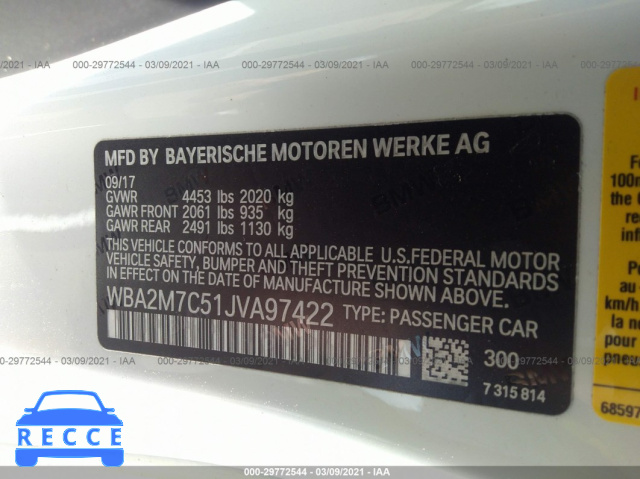 2018 BMW 2 SERIES 230I WBA2M7C51JVA97422 Bild 8