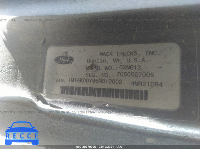 2006 MACK CXN613 CXN600 1M1AK06Y86N012002 зображення 8