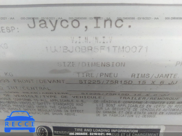 2015 JAYCO OTHER  1UJBJ0BR5F1TM0071 зображення 8