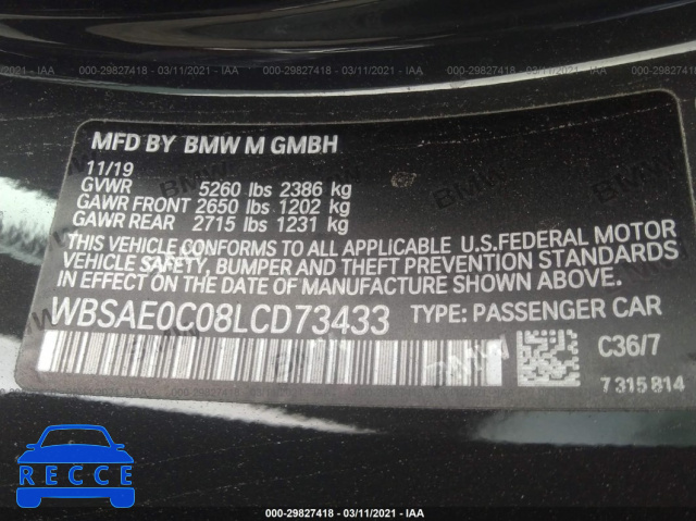 2020 BMW M8 COMPETITION WBSAE0C08LCD73433 Bild 8