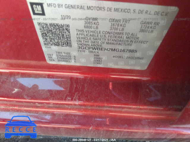 2021 CHEVROLET SILVERADO 1500 CUSTOM 3GCPWBEH2MG167985 зображення 8