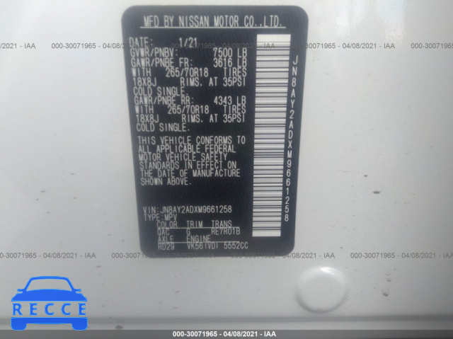 2021 NISSAN ARMADA SV JN8AY2ADXM9661258 image 8