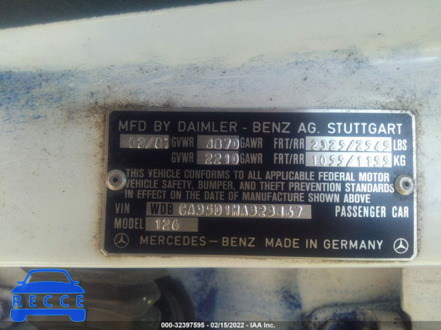 1987 MERCEDES-BENZ 420 SEL WDBCA35D1HA323467 image 8