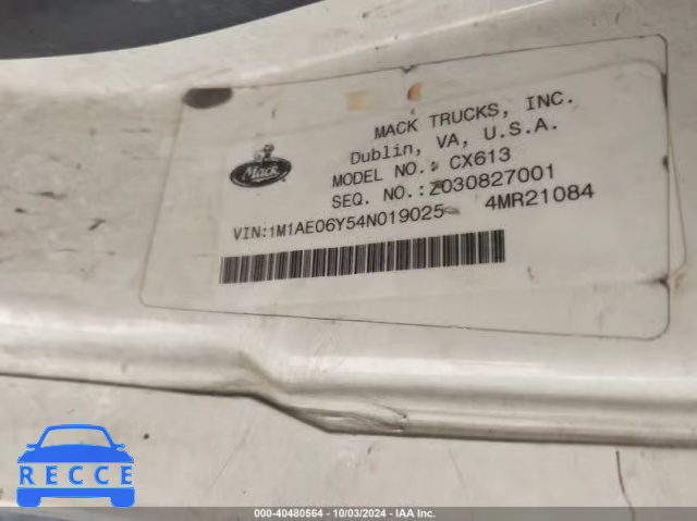 2004 MACK CX613 CX600 1M1AE06Y54N019025 image 7