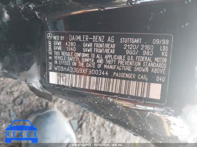 1999 MERCEDES-BENZ C 43 WDBHA33G9XF800344 image 8