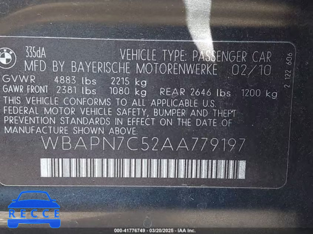 2010 BMW 335D WBAPN7C52AA779197 image 8