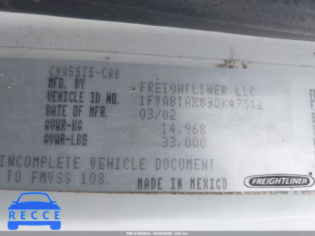 2003 FREIGHTLINER MEDIUM CONVENTIONAL FL70 1FVABTAK83DK47512 image 7