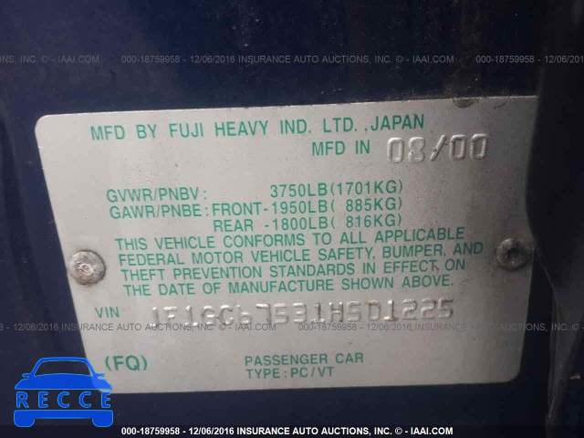 2001 SUBARU IMPREZA RS JF1GC67531H501225 image 8