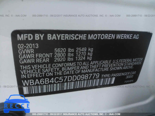 2013 BMW 650 XI WBA6B4C57DD098779 зображення 8