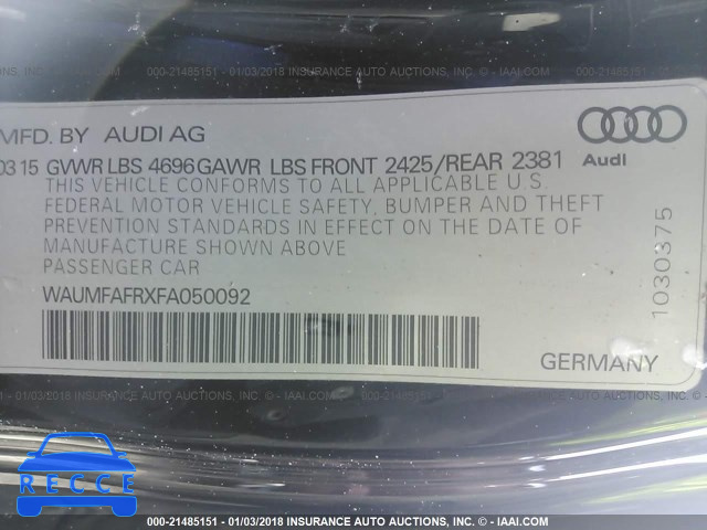 2015 AUDI A5 PREMIUM PLUS WAUMFAFRXFA050092 image 8