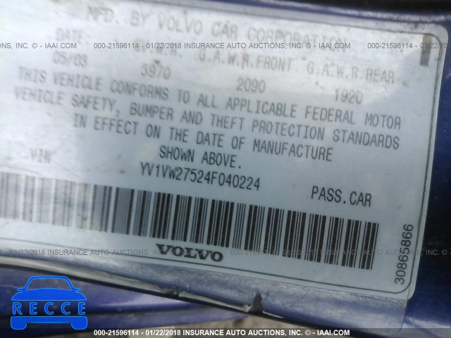 2004 VOLVO V40 1.9T YV1VW27524F040224 image 8